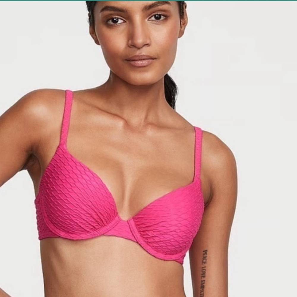VS Swim Mix & Match Icon Push-Up Bikini Top Forever Pink & Brazilian Bottom - Picture 4 of 11